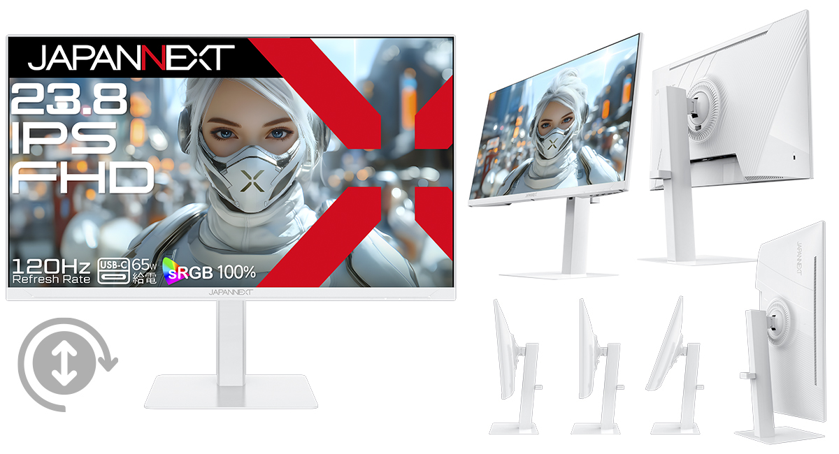 JAPANNEXTが23.8インチ IPSパネル USB-C給電対応 多機能スタンド搭載