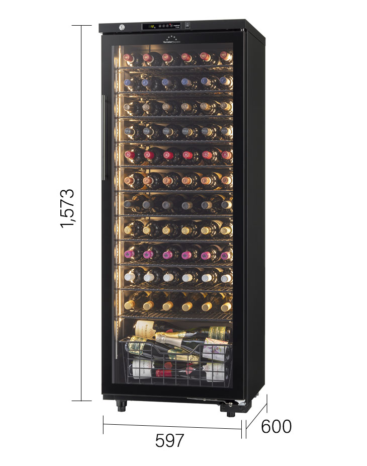 ST-209G(BK) ロングフレッシュ セラー [ガラス扉/右開き/74本収納