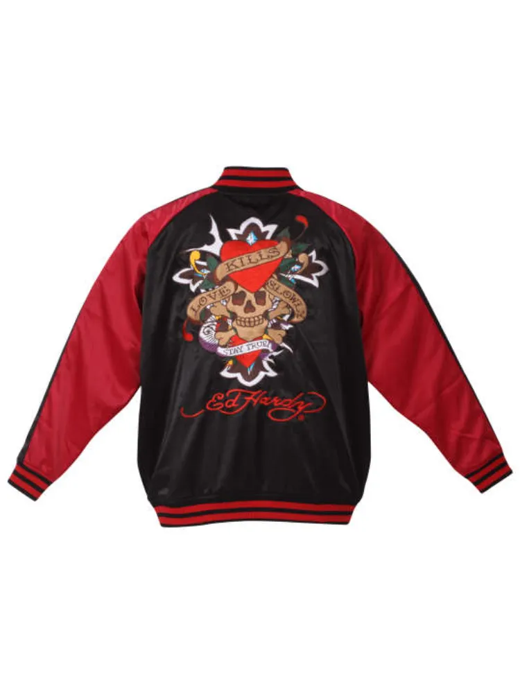 グレー系 【EdHardy(エドハーディ)】刺繍スカジャン ＊カタログ商品