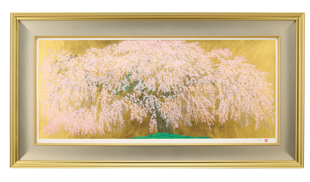 本金箔使用】中島千波『光善寺の枝垂桜』（福岡県八女市）