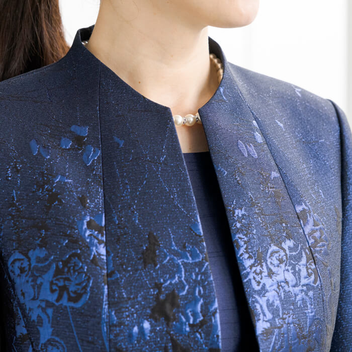 品格漂うラメジャカードジャケット 15号・ネイビー｜東京ソワール