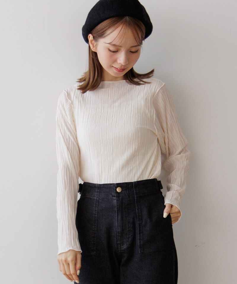 pleats sheer top～ﾌﾟﾘｰﾂｼｱｰﾄｯﾌﾟ | flower／フラワー公式通販