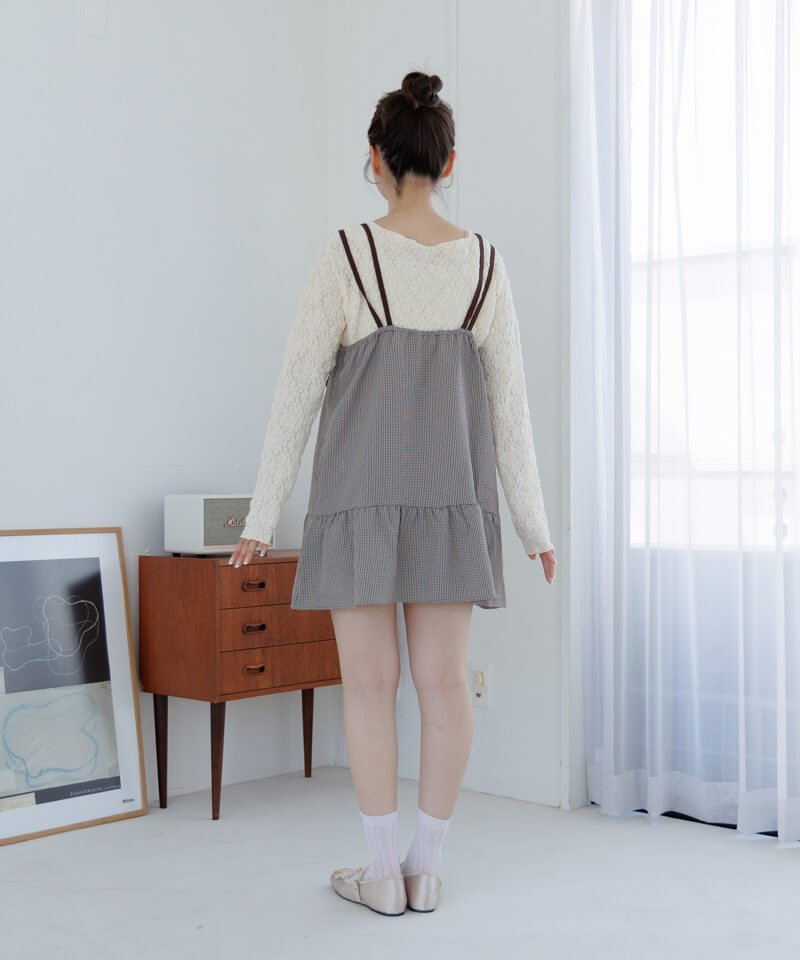 30%OFF】layered check onepiece～ﾚｲﾔｰﾄﾞﾁｪｯｸﾜﾝﾋﾟｰｽ | flower