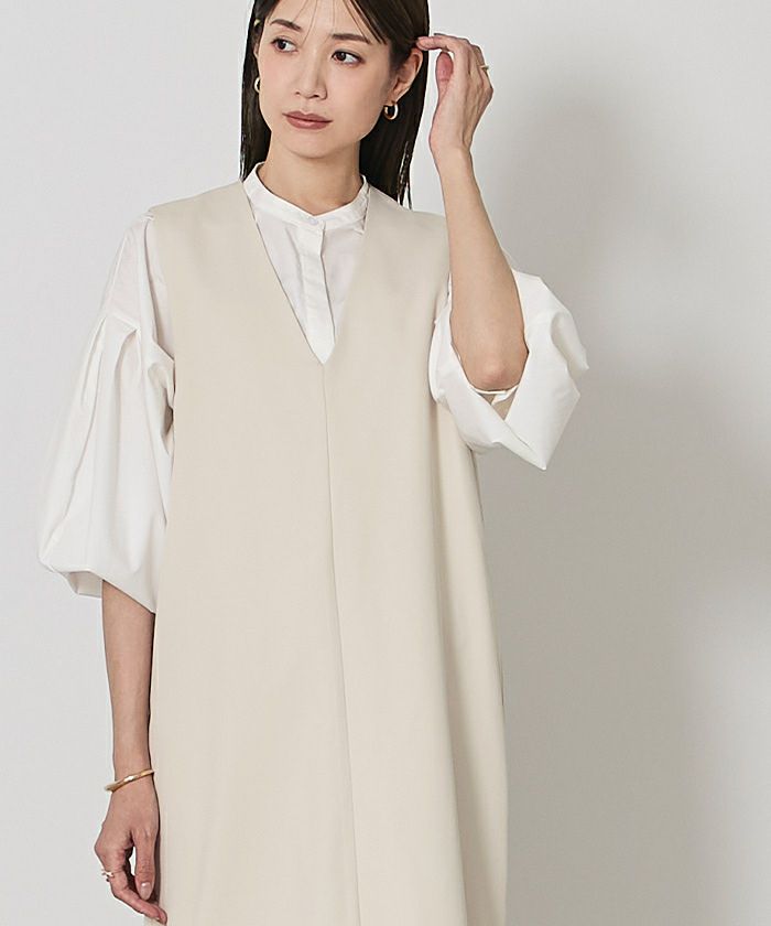 ソフトツイルディープVネックIラインワンピース | ur's（ユアーズ）