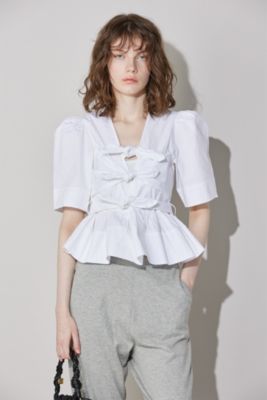 GANNI(ガニー)のWashed Stretch Cotton Tie Strap Blouse通販