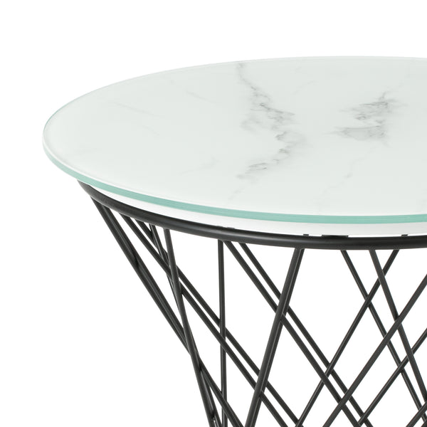 マーリア サイドテーブル 大理石×ブラック（φ500） | Francfranc