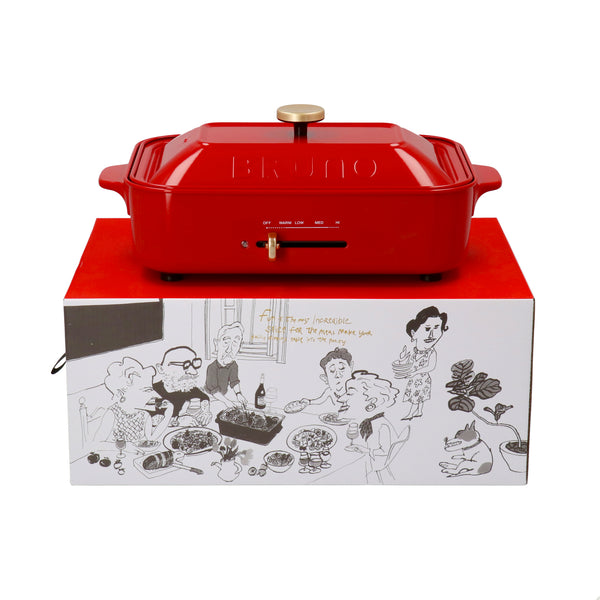 BRUNO コンパクトホットプレート レッド （プレート2種セット