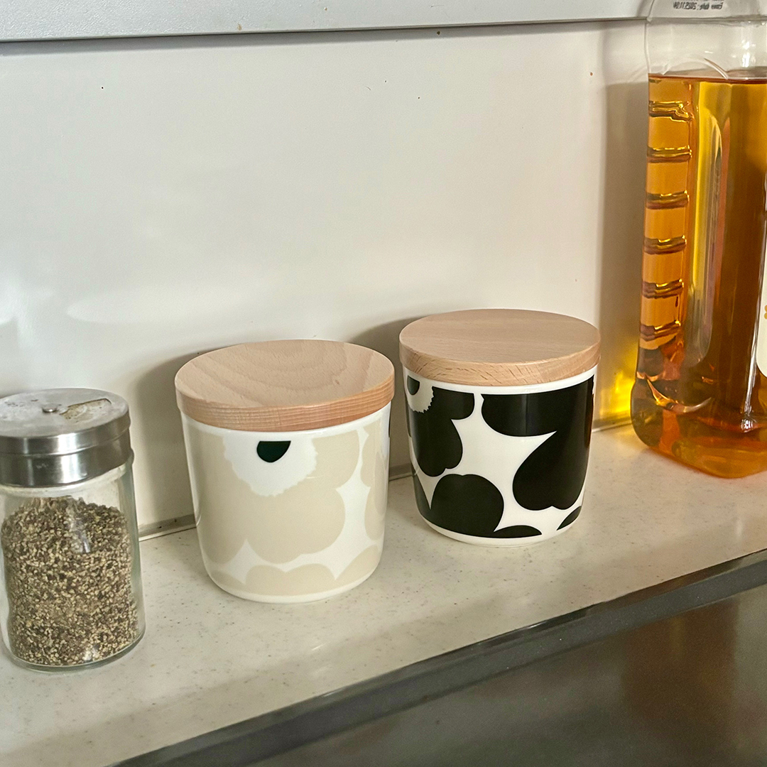 ウニッコ柄がお気に入り。ラテマグのキャニスター | free design