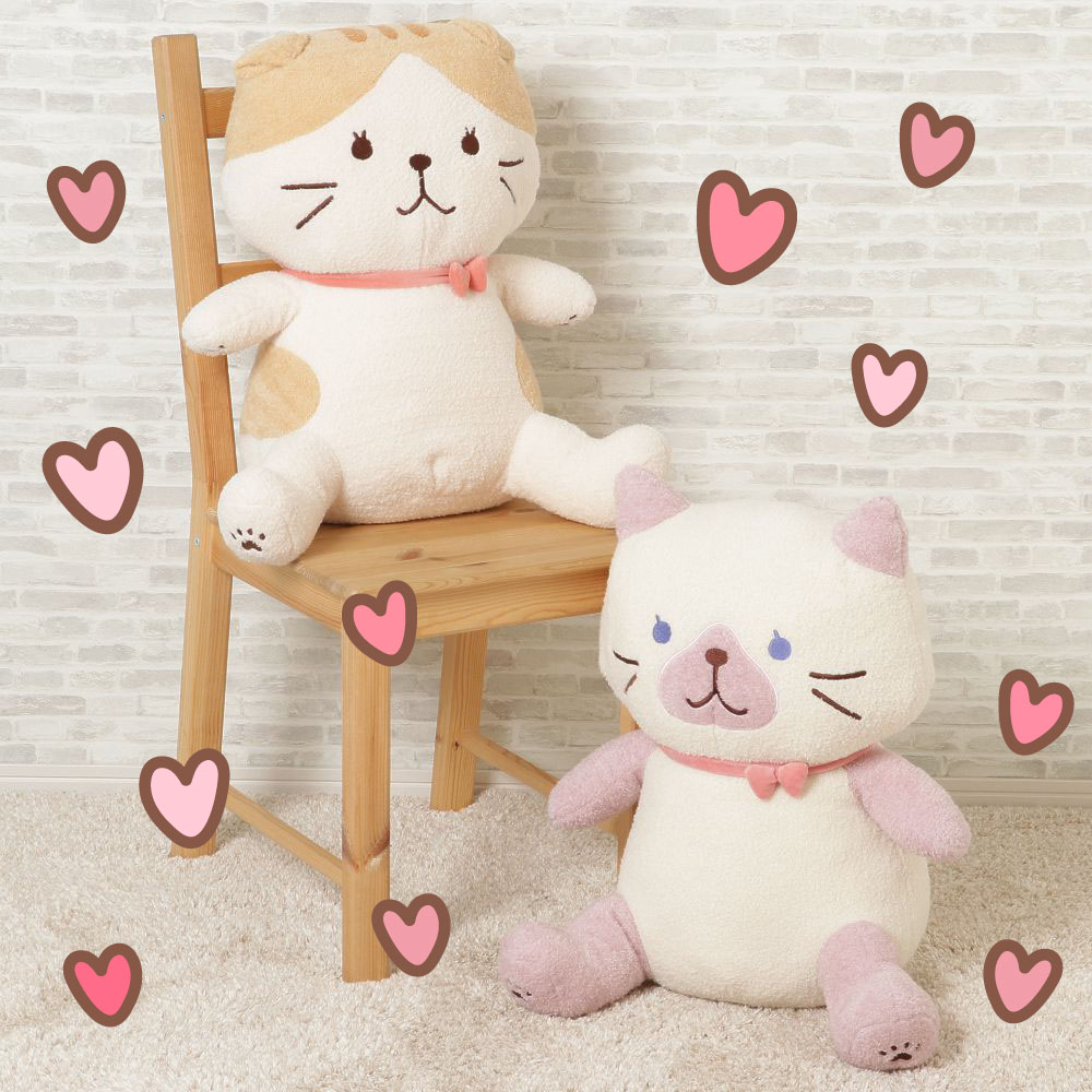 新にゃんこ】🎀ぽわぽわBIG抱きぐるみ🎀💗 | Fuku Fuku Nyanko