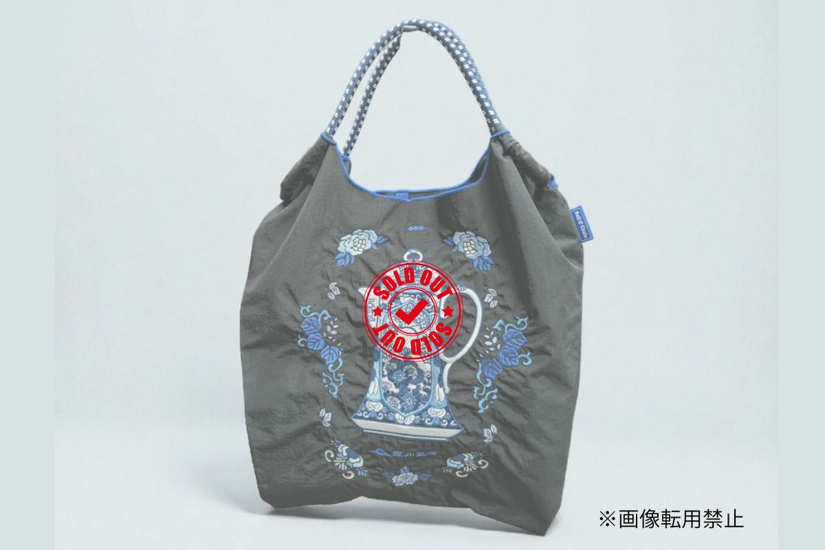 Ball＆Chain×深川製磁BCポット柄BLACK（M）エコバッグ | 有田焼 深川製