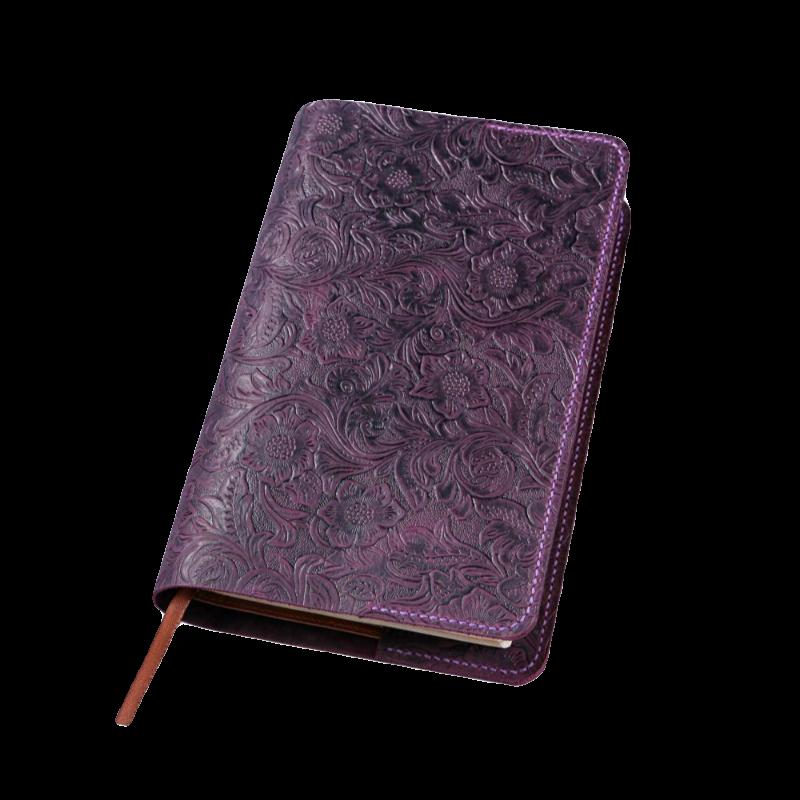 ブックカバー 優美な花柄エンボス手帳カバー 革|ブックカバー専門通販