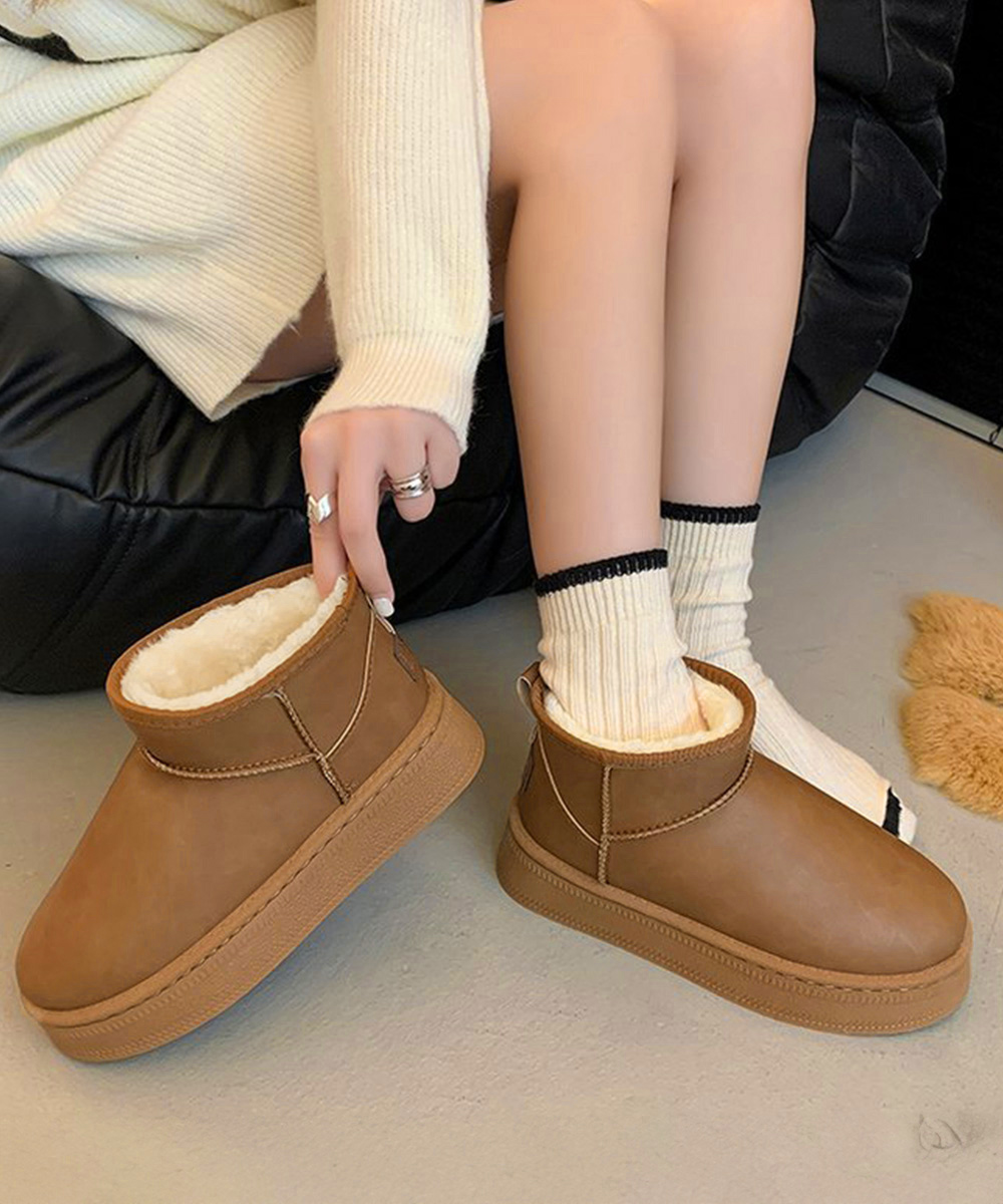 裏ボア付きムートン調モカシン風ショートブーツ ブーツ|モカシン専門