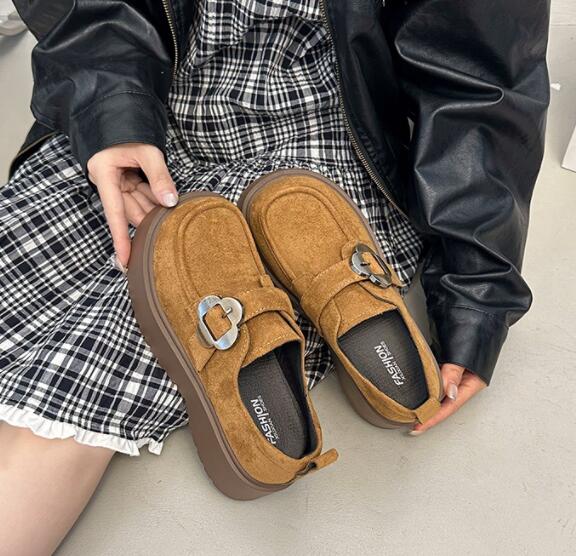 モカシン 本革素材レースアップモカシン風カジュアルスニーカー