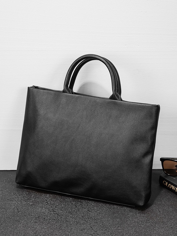 ビジネスバッグ 合成皮革ブリーフケース 黒 手提げ肩掛け両用 レザー