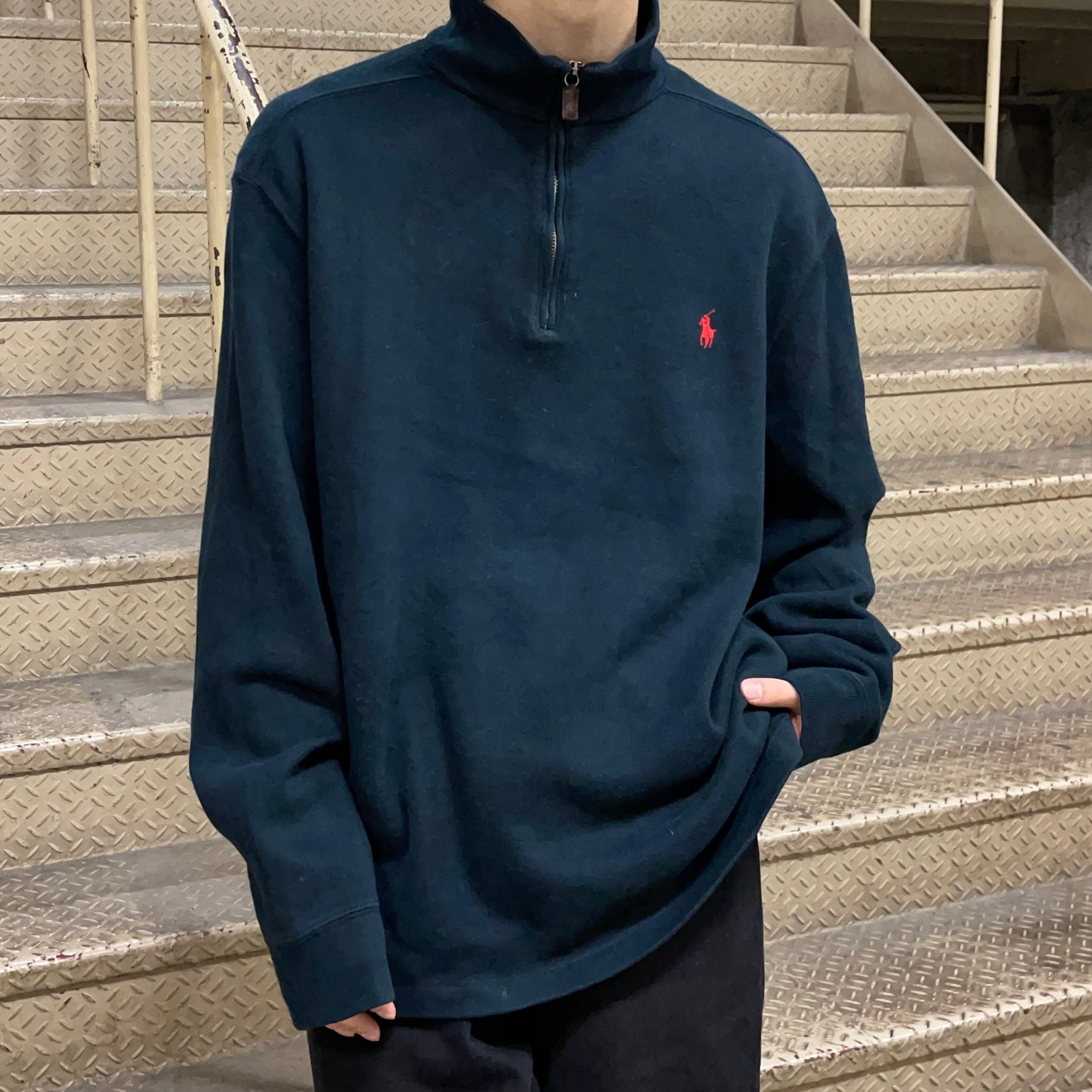 1673 古着 Polo Ralph Lauren/ポロラルフローレン / Half Zip Cotton