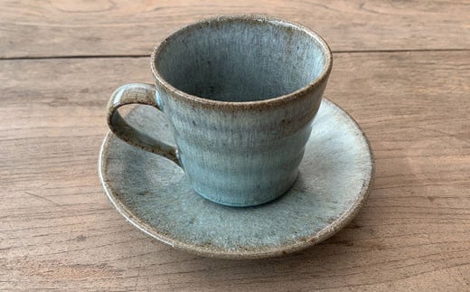 仲哀焼鏡山窯元】ソーサー付き コーヒーカップ (高さ 7cm / 飲み口幅