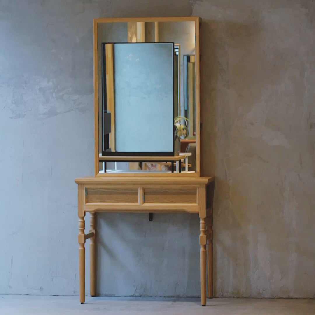 ヘアサロン 美容室 ドレッサー ウッド アンティーク アーチ 両面｜美容