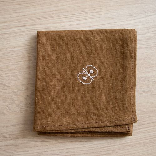 50 ミナ ペルホネン リネン刺繍 choucho ブラウン | ふろしき むす美