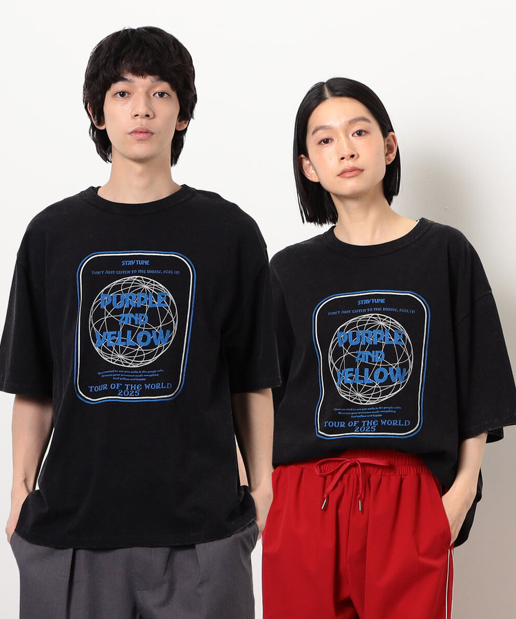 フロスト加工ツアー風プリント半袖Tシャツ（55-31TK14-205