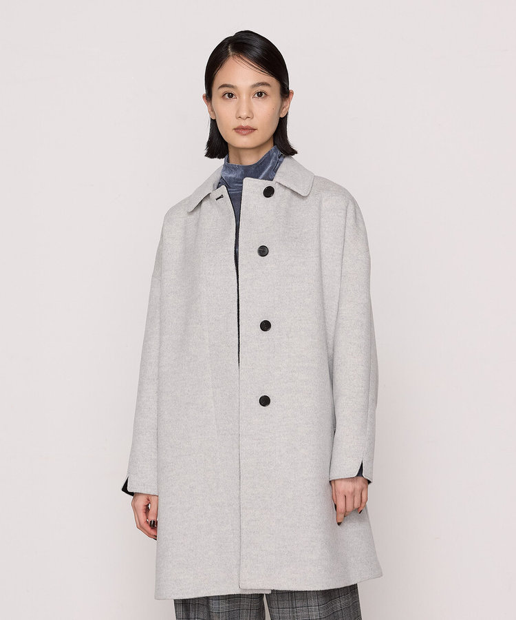 Sサイズ 〕 アンゴラウール スタンドステンカラーコート（96-15WI04