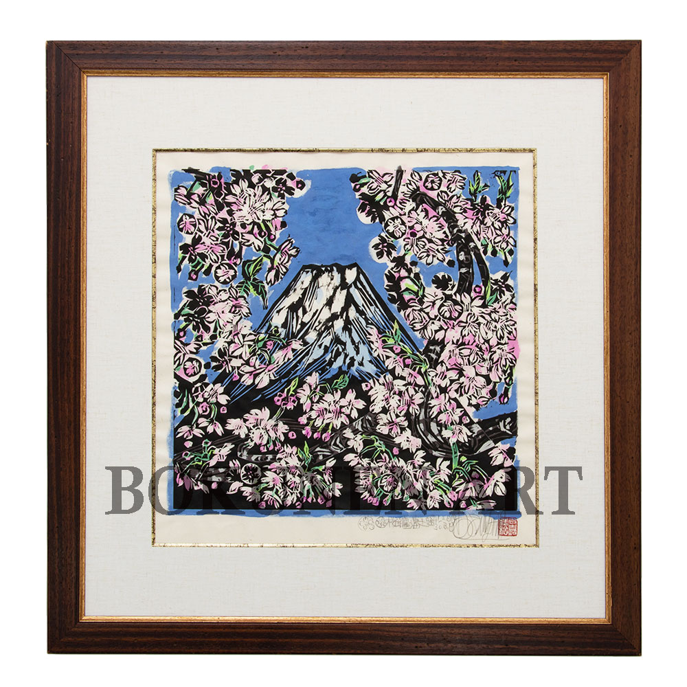 BOKUNEN ART GALLERY公式オンラインストア / 桜纏う富士 木版画
