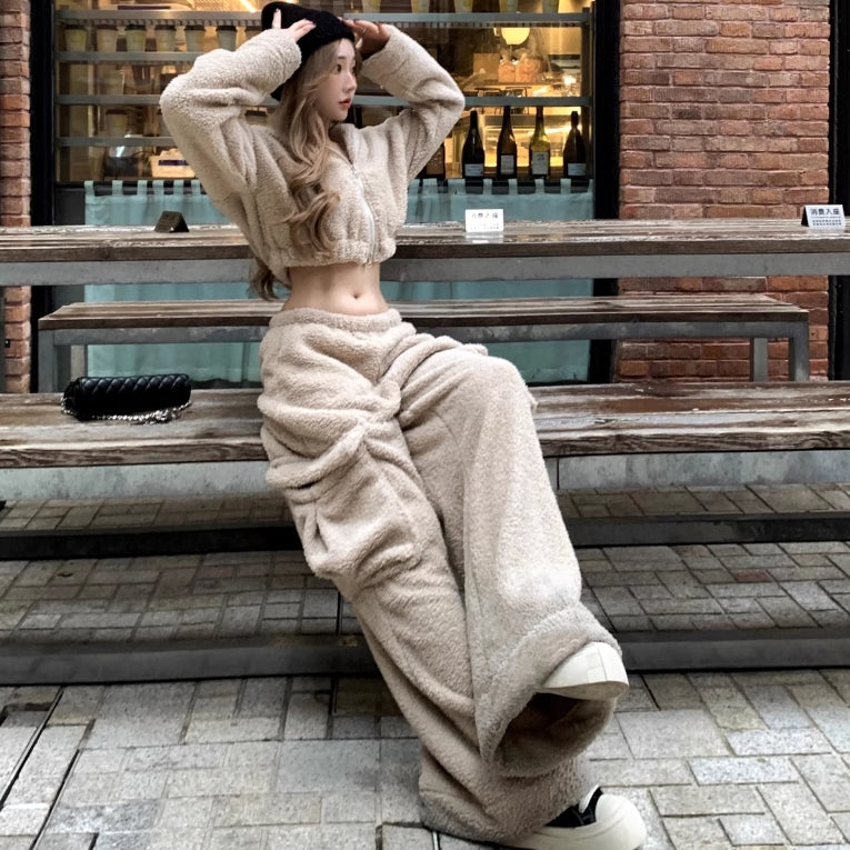 ボア セットアップ レディース 韓国 ファッション モコモコ ボア