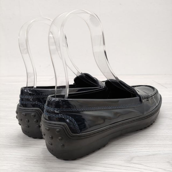 TOD'S エナメル ドライビングシューズ 38 1/2 ローファー 濃紺