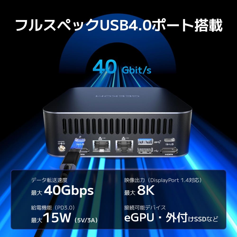 GEEKOM AI PC GT1 Mega ミニPC インテル® CORE™ Ultra9-185H - 高性能