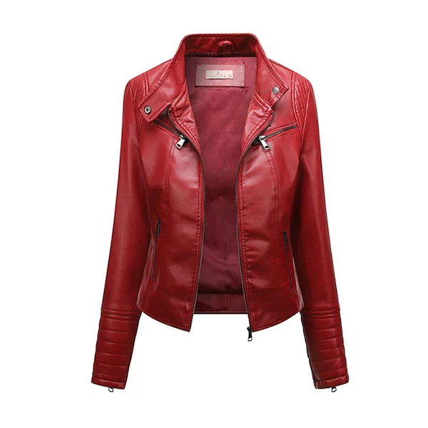 Qoo10] ライダースジャケットレディース赤革ジャン