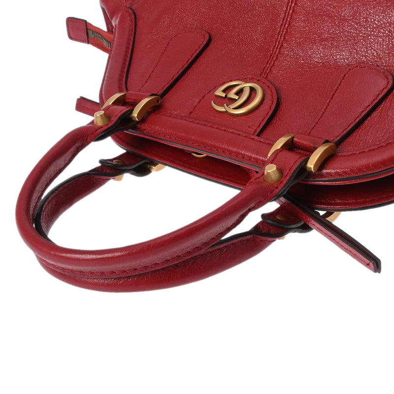 グッチリベル トップハンドル ミディアム 2WAY レッド レディース