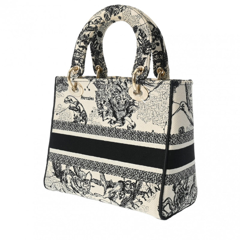 クリスチャンディオールLady D-Lite ミディアム ホワイト/ブラック