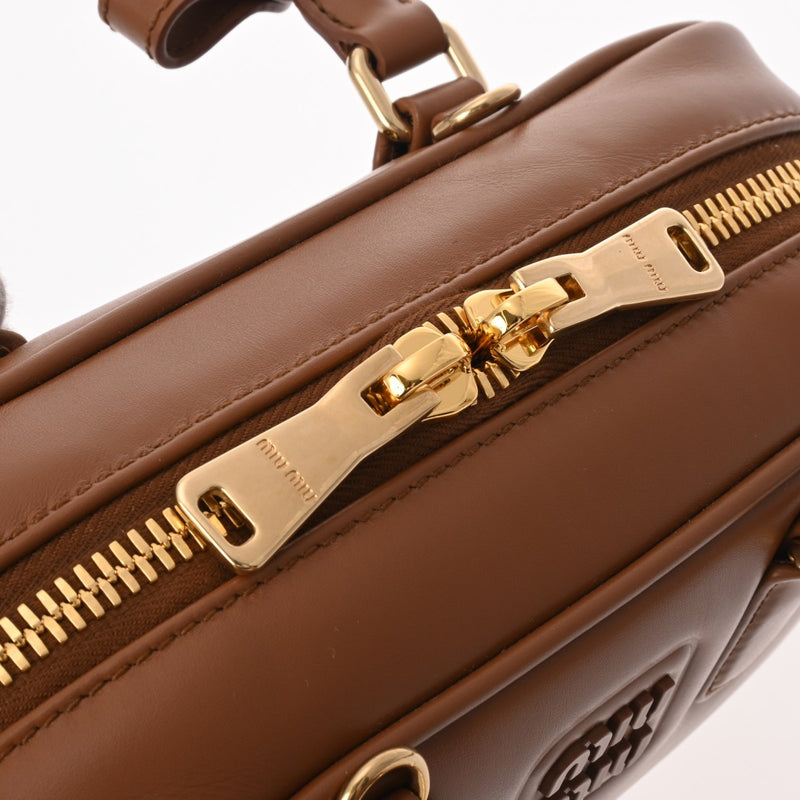 ミュウミュウアルカディ マテラッセ 2WAY ブラウン ゴールド金具