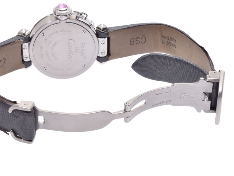 カルティエミスパシャ ピンク文字盤 レディース SS/サテン 時計