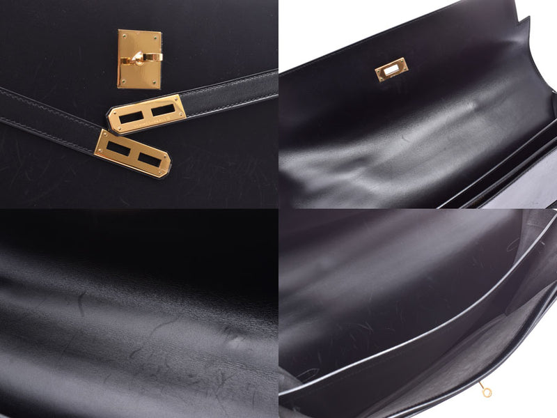 エルメス ケリーデペッシュ34 黒 G金具 □G刻印 メンズ BOXカーフ