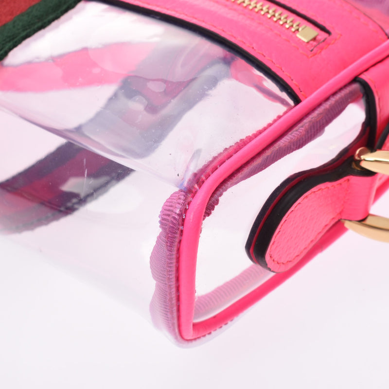 グッチオフィディア クリア クロスボディバッグ ピンク/クリア