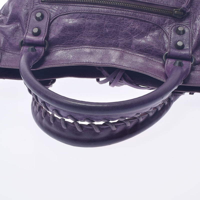 バレンシアガザ シティ 2WAY パープル レディース レザー ハンドバッグ