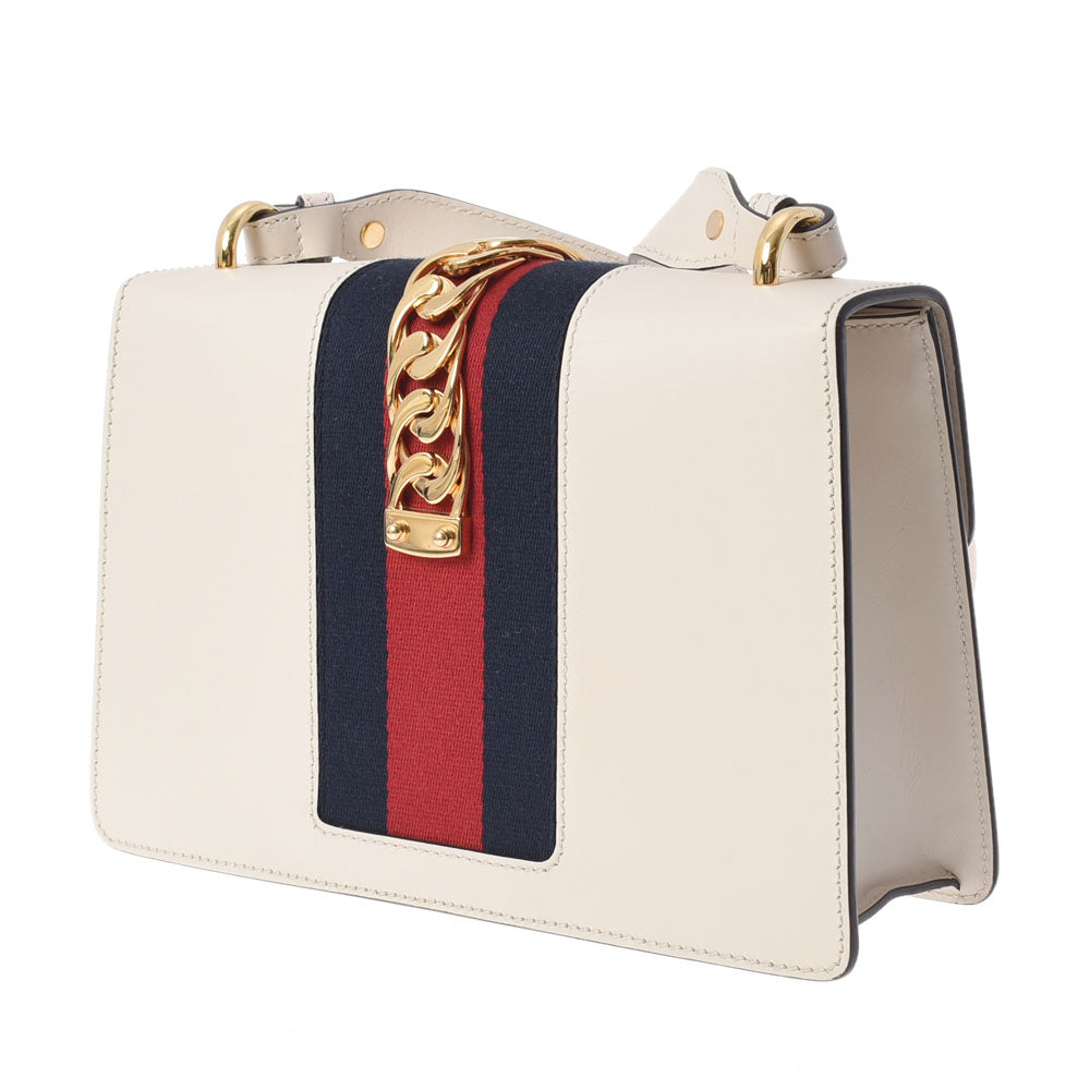 グッチシルヴィ スモール 2WAY ホワイト ゴールド金具 レディース