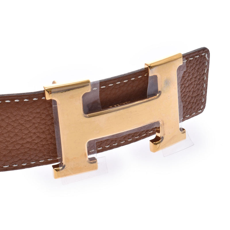 エルメスHベルト サイズ80cm ゴールド/黒×ゴールド金具 □F刻印(2002