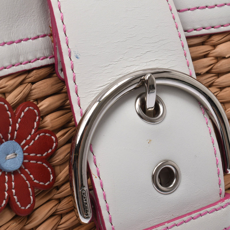 コーチかごバッグ 白 レディース ハンドバッグ 4443 COACH 中古 – 銀蔵