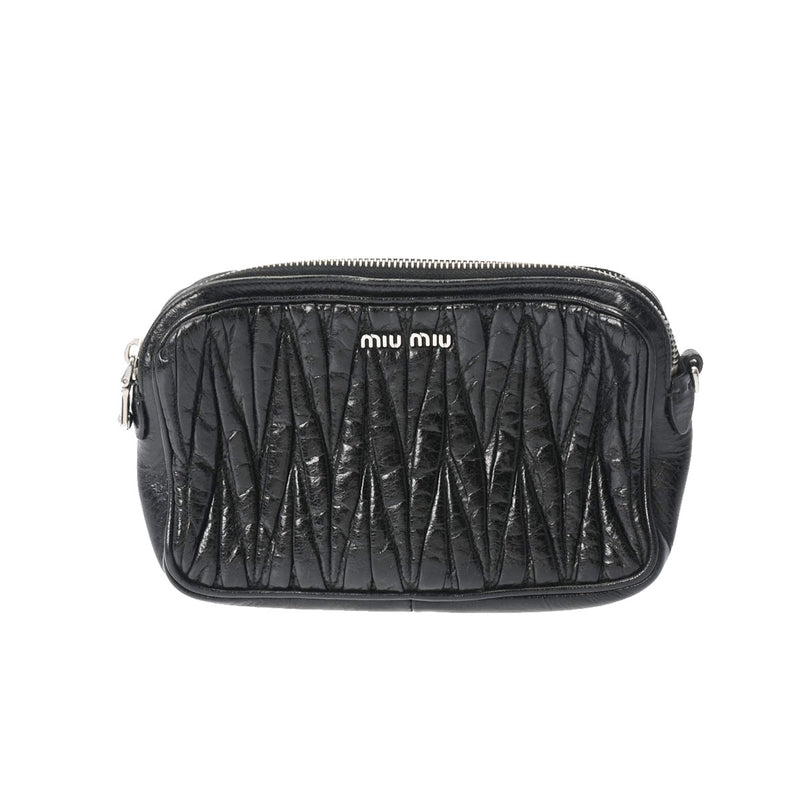 ミュウミュウマテラッセ 黒 シルバー金具 レディース レザー