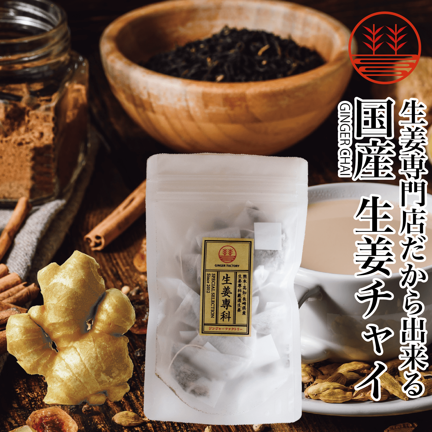 生姜専門店GINGER FACTORY / 生姜紅茶 チャイ (ティーバッグ) 10包入り