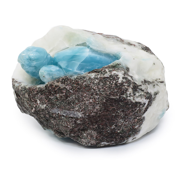 ラリマー 亀 原石 彫刻 974g 天然石 パワーストーン ヒーリング