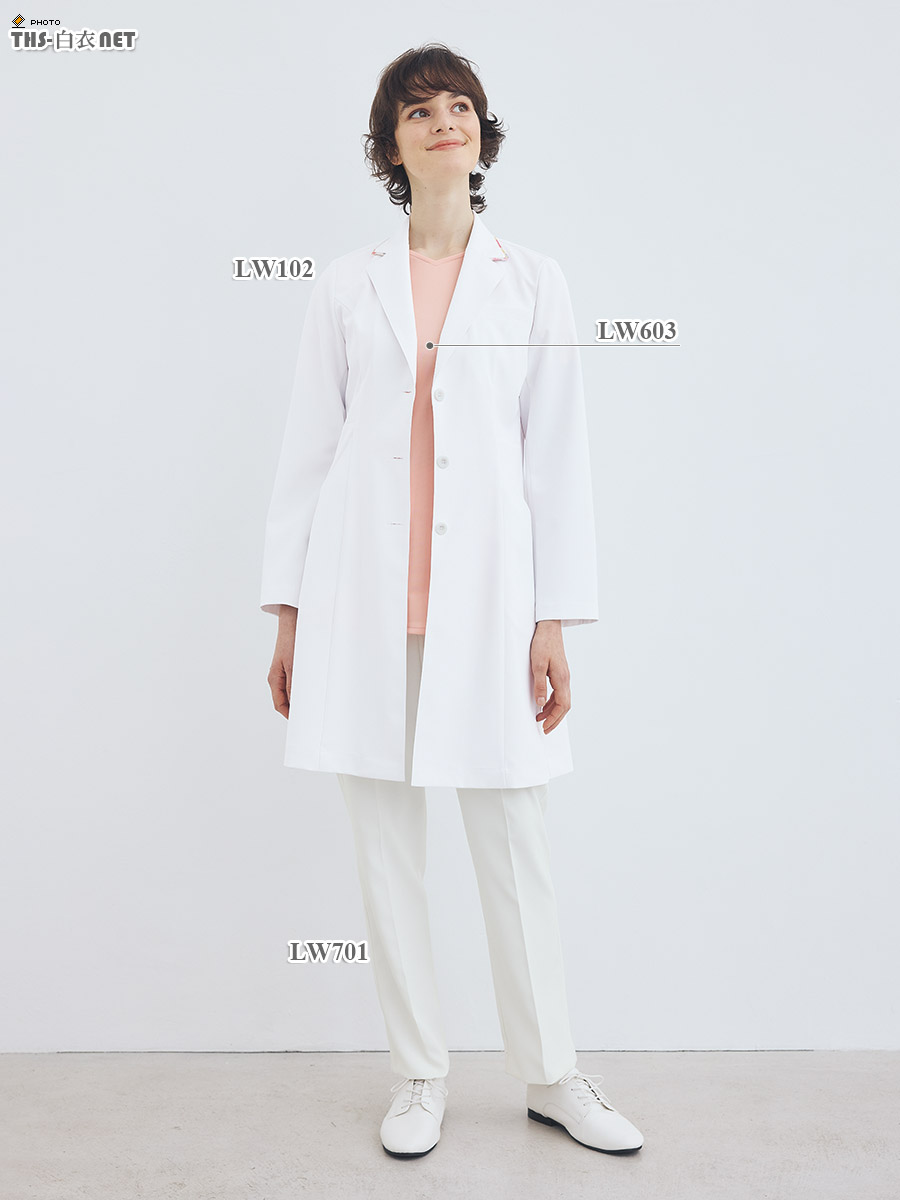ローラ アシュレイ レディス白衣ドクターコート長袖[住商モンブラン