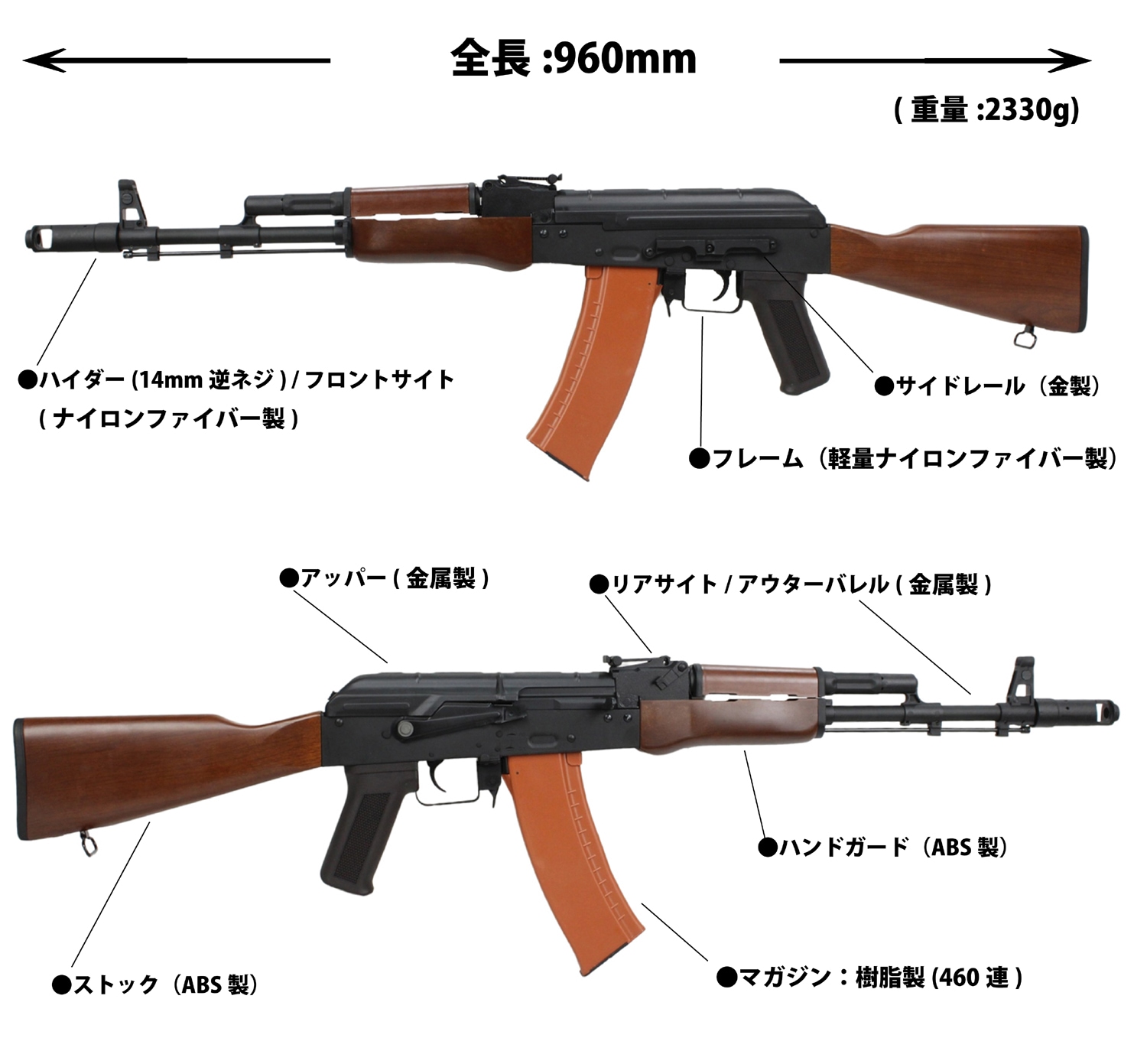 2月中旬入荷予定】S&T AK-74N スポーツライン電動ガン フェイクウッド