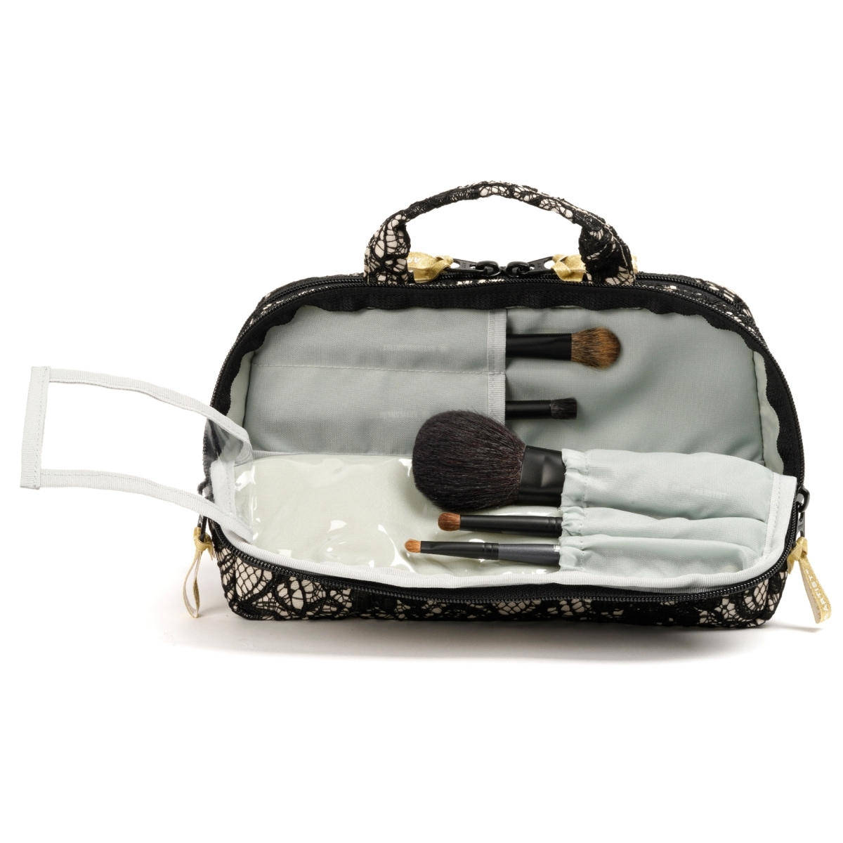 大きめサイズのスロープシェイプ・ポーチ クラシック・モノトーン 2WP