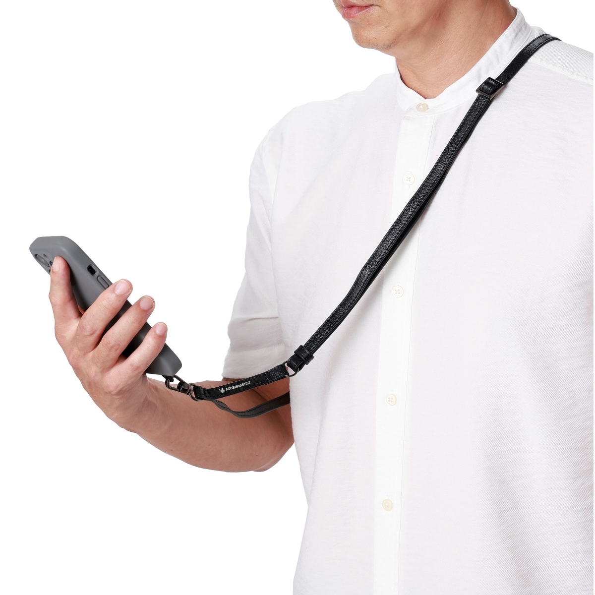 スマホショルダー 本革 “Smart” MODE Strap 2WS-L781R ダークカラー