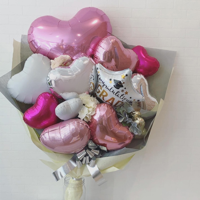 卒業式・卒業お祝い用バルーン花束[グラッドスタービッグピンク]