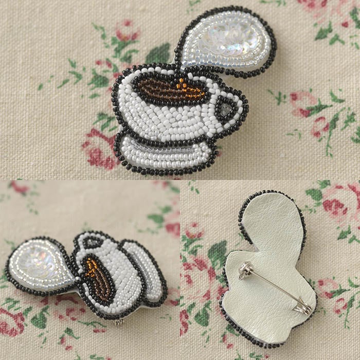 ビーズファクトリー ビーズ刺しゅうブローチキット ほっと コーヒー BK