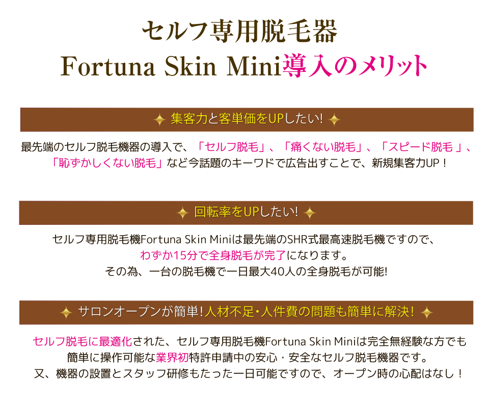 業務用脱毛器レンタル】 セルフ専用脱毛器 FORTUNA SKIN Mini
