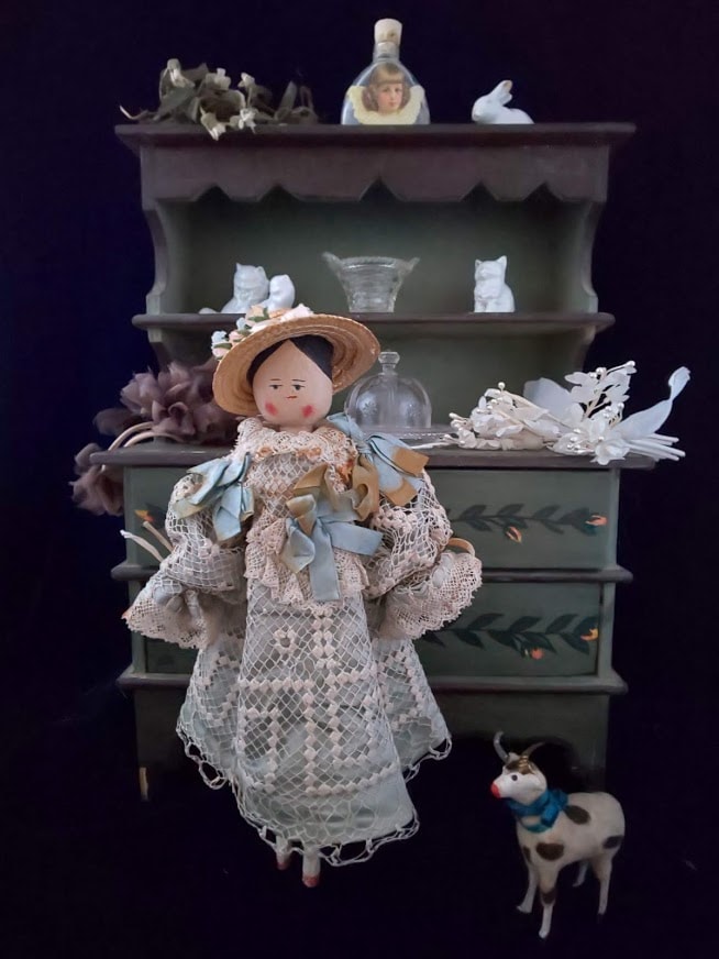 アンティーク ペグ ドール ペニードール WOODEN PEG DOLL 座れるペグ